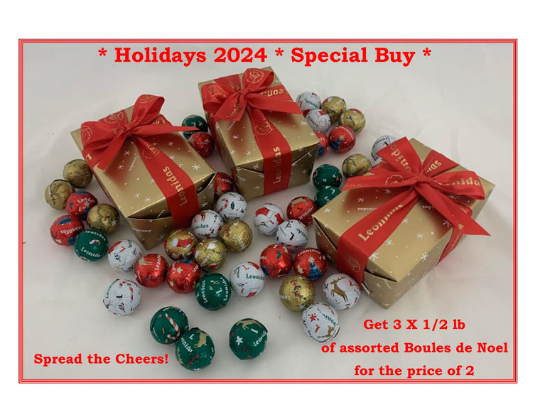 Holidays 2024 Special Buy - Set of 3 Half Pound Assorted Boules de Noel