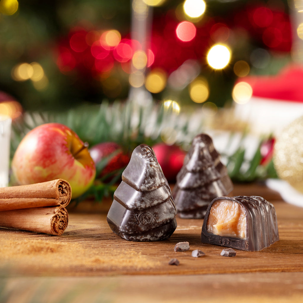 Holiday Gift Box filled with Seasonal Tree-shaped Chocolates