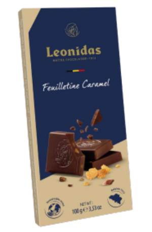 Leonidas Dark Chocolate Caramel Feuilletine Bars (6 x 100g)