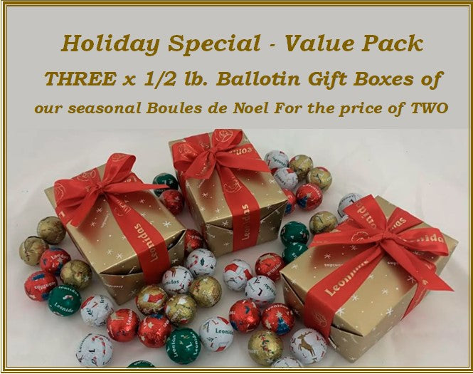 Holiday Special - Value Pack - Set of 3 Half Pound Assorted Boules de Noel